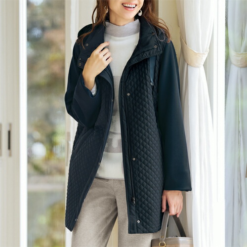 楽天市場】中綿ジャケット ネイビー コート レディース 襟風デザイン