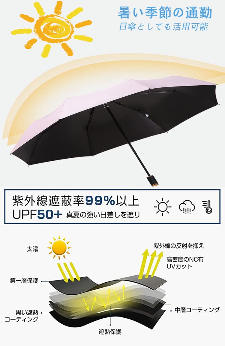 折りたたみ傘 晴雨兼用 軽量 ワンタッチ 紫外線カット専用ケース付き