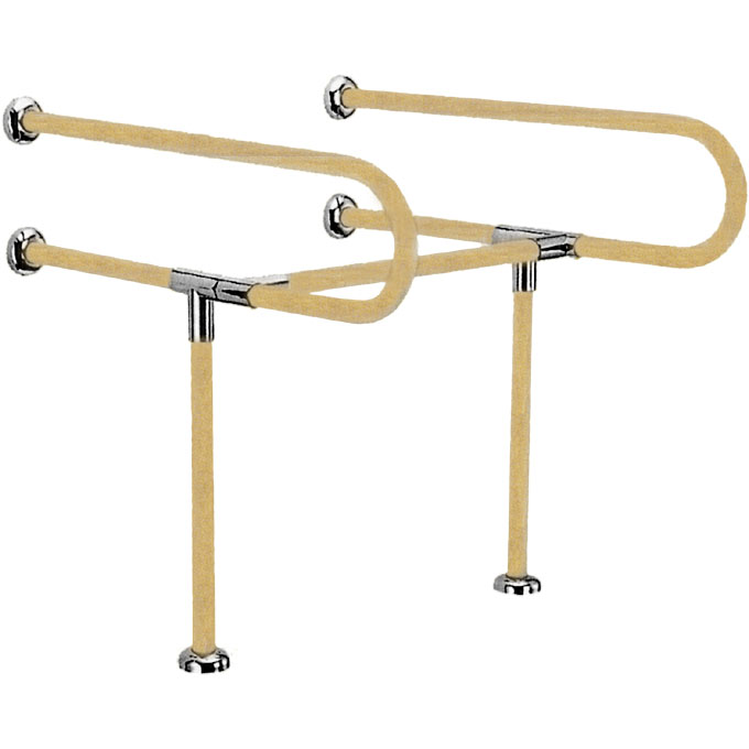 住宅改修 Ｃ形丸棒手すり［洗面器用］ ８００&times;７００ 【法人様限定商品】 シロクマ No.858｜ケンクル