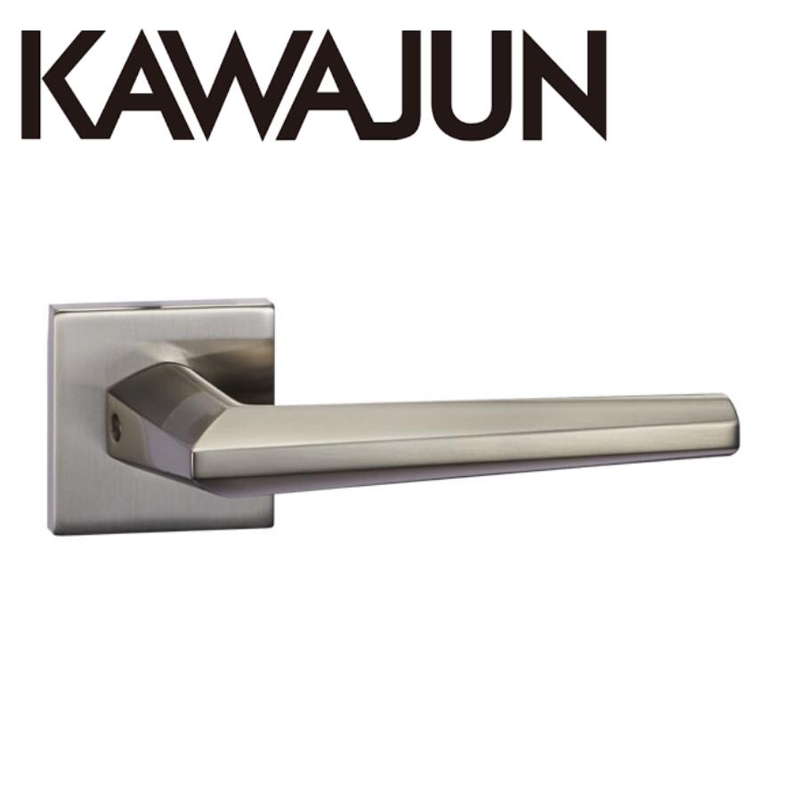 KAWAJUN レバーハンドルC1 C1T-N サテンニッケル ドアノブレバー交換修理はDIYで簡単 角座 握り玉からドアレバーに取替えて楽に開閉。KAWAJUN トイレ用の錠付きドアグリップやかっこいいシンプルでモダンな取っ手に取り替え 取手 つまみ ドアハンドル 引き出し 扉 おしゃれ｜建築金物おまかせ店