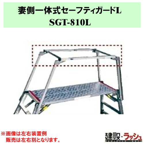 【ナカオ】妻側一体式セーフティガードL 1本 [SGT-810L] ※本体別売り ※左右別売り 勇馬 楽駝 オプション 手すり 妻側 一体式 セーフティガード 転落防止柵 右用 ガード 足場台 作業台 安全枠 後付け ナカオ SGTシリーズ 四脚調節式足場台オプション 可搬式作業台オプション｜仮設トイレなら建設・ラッシュ