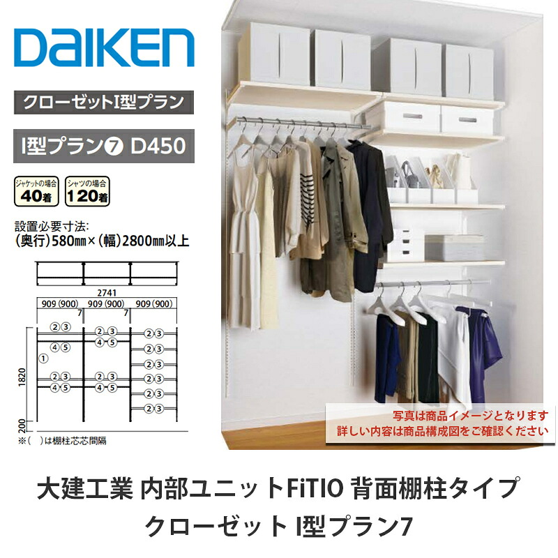大建工業【内部的社会的単位 FiTIO（フィティオ）うしろ側棚柱手合い 収納家具 I型腹積もり7】ダイケン DAIKEN