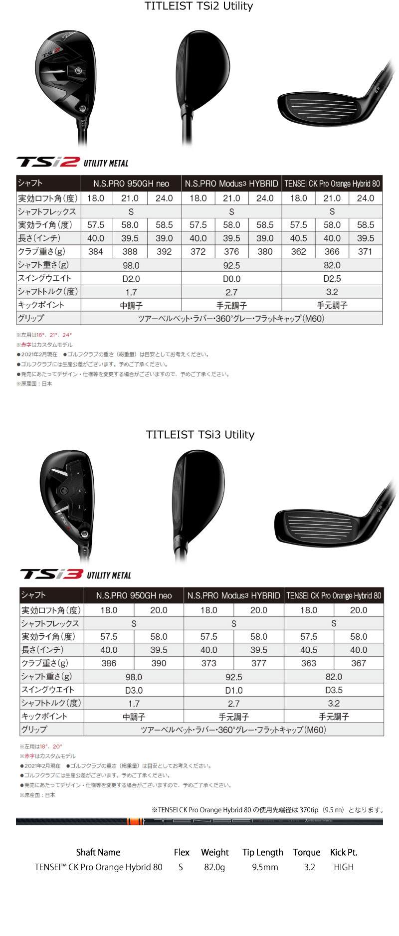 代引不可 Titleist タイトリスト Tsi2 Tsi3 ユーティリティ ハイブリッド Tensei Ck Pro Orange Hybrid 80 テンセイ オレンジ 日本正規品 新品本物 Secretoftheislands Com