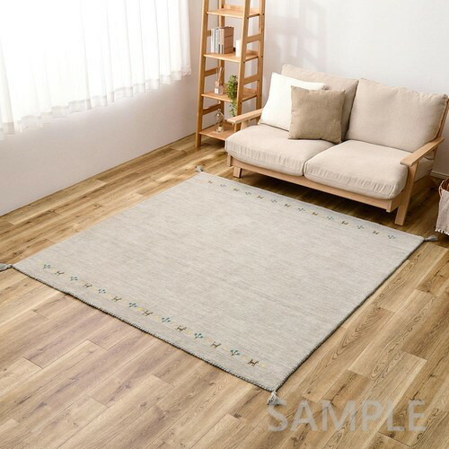ギャッベ 引っ敷き GABBEH TX 約130×190糎 GY 薄墨色   【北海道・沖縄・離島 貨物輸送別】