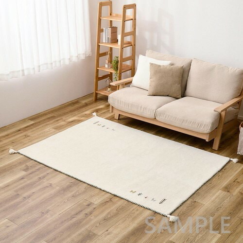 ギャッベ 引っ敷き GABBEH TX 約100×140糎 WH 白いこと   【北海道・沖縄・離島 貨物輸送別】