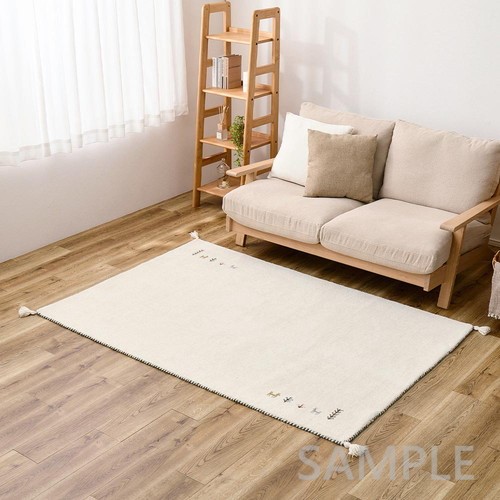 ギャッベ 引っ敷き GABBEH TX 約130×190糎 WH 白いこと   【北海道・沖縄・離島 貨物輸送別】