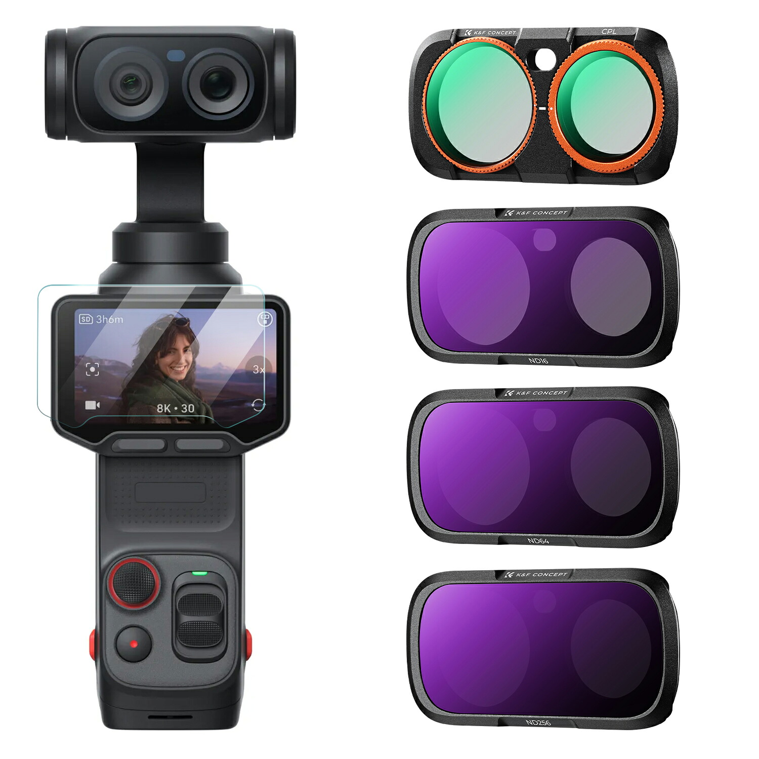 限定10%OFFxP5倍!! K&F CONCEPT Insta360 Luna Ultra専用 レンズフィルター 4点セット CPL＋ND16＋ND64＋ND256 減光4・6・8段階＋偏光 マグネット式 超薄型収納可 動画・風景撮影用｜K＆F CONCEPT