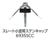 ワカイ　ダンバ　波座セット（鉄骨下地用）　スレート小波用　5×35mm　ステンキャップ/鉄　　6935SCC（100本）