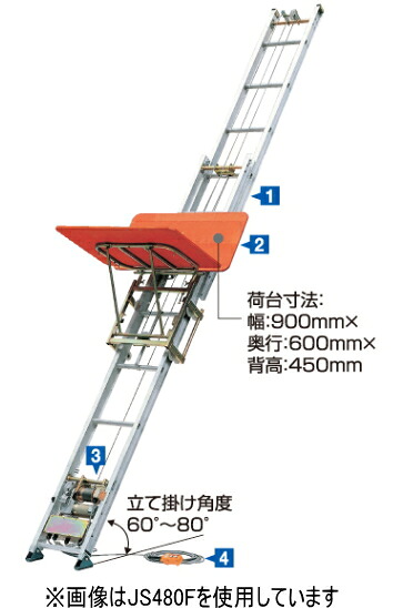 ハセガワ 荷揚機 マイティスライダー JS-480F（4.8～3.2ｍ）【製造会社直送品の目的必要経費取り替えっこ便はご受け入れるになれません。】【※車馬賃都度お積もり書き/人間様宅への送りとどけるはできません】