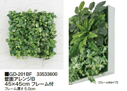 タカショーエクステリア　壁面アレンジB　ミニポトス　45&times;45cm　フレーム付　GD-201BF｜ケンチクボーイ