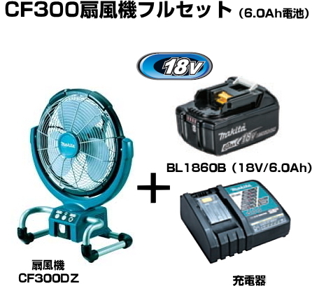 楽天市場 マキタ 扇風機 14 4 18v対応充電式産業扇 Cf300drgフルセット 本体 高容量バッテリー Bl1860b 1個 充電器 ケンチクボーイ