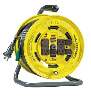 ハタヤ 電工ドラム シンタイガーリール(漏電遮断器・温度センサー付)30m BT-30KS|ケンチクボーイ
