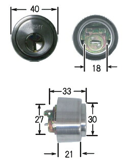 大黒製作所（AGENT）　SHOWA取替用ディンプルシリンダー　LS5-CL397【対応扉厚30～45mm・ディンプルキー5本付】