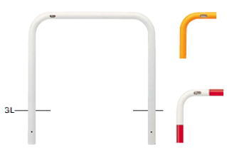 サンポール　車止め　アーチ　固定式　φ60.5×W1000×H800 (RW)赤白　FAA-7U10-800 【※メーカー直送品のため代金引換便はご利用になれません】【個人宅配送の場合は都度送料お見積りとなります】　51166