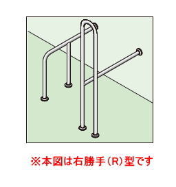 神栄ホームクリエイト（旧新協和）　SK-156SN　【38Φ】　ヘアラインバフ研磨　【仕上げ/左右勝手/取付タイプを選択】　●バリアフリー手摺（洋式トイレ手摺）　ステンレス【※受注生産】｜ケンチクボーイ