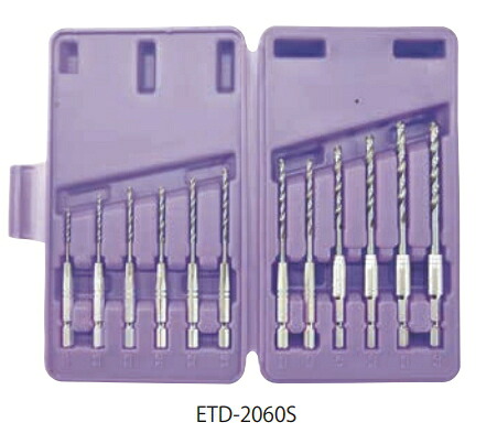 TOP（トップ工業）　電動ドリル用六角シャンク　鉄工ドリル12本セット　ETD-2060S【セット内容　ETD-2.0・2.5・2.8・3.0・3.2・3.5・3.8・4.0・4.5・5.0・5.5・6.0】