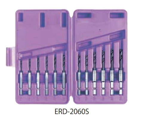 TOP（トップ工業）　電動ドリル用六角シャンク　薄板ドリルセット　ERD-2060S【セット内容　ERD-2.0・2.5・2.8・3.0・3.2・3.5・3.8・4.0・4.5・5.0・5.5・6.0】