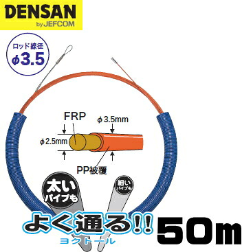 DENSAN（デンサン/ジェフコム） φ3.5mm×50m オレンジヨクトール OR-3550J 【先っちょ金具φ6.0粍】