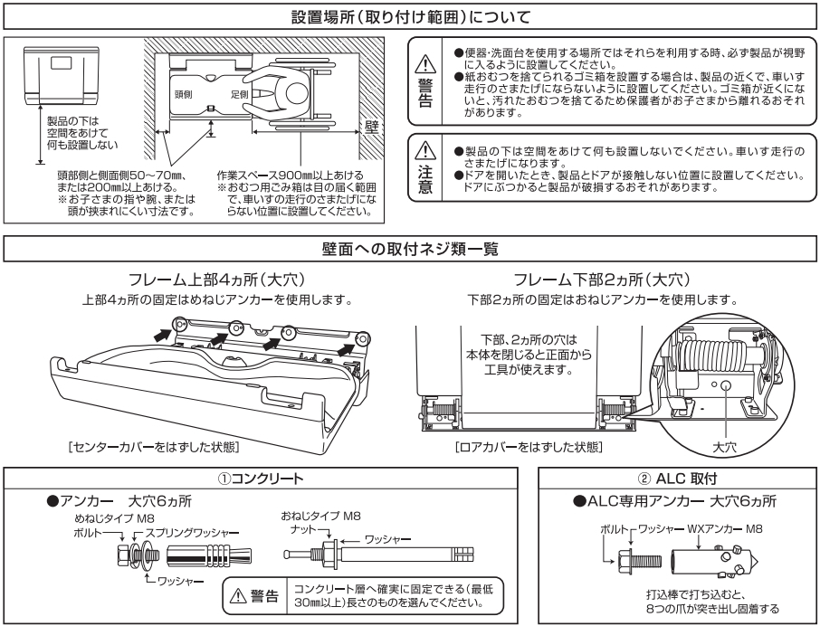 Combi（コンビウィズ） 横型おむつ交換台 OK21WK [車いす対応型