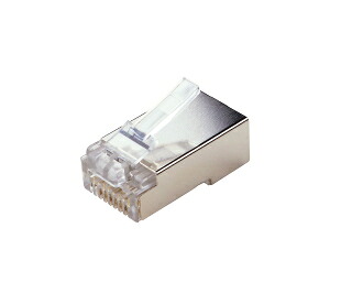 DENSAN(デンサン/ジェフコム) カテゴリー6A モジュラープラグ(シールド付・貫通タイプ) 100個入 TP-MJ-6A-808STC