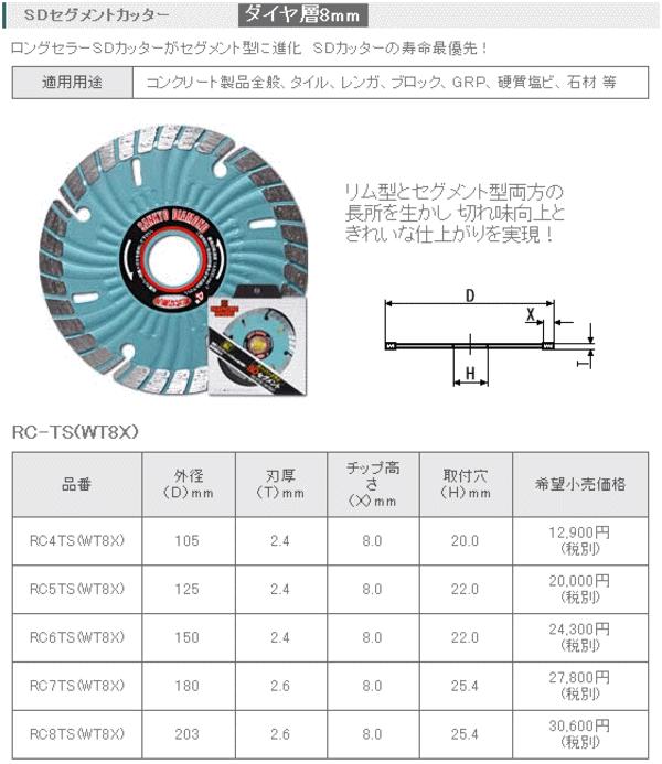 三京ﾀﾞｲﾔﾓﾝﾄﾞ SDｾｸﾞﾒﾝﾄｶｯﾀｰ 125mm RC5TS WT8X 【84%OFF!】