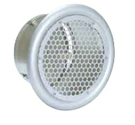 西邦工業　外壁用ステンレス製換気口〈フラットグリル〉丸パンチング型 8Φ&times;PITCH10 防火ダンパー付（前フューズ/72℃）　SPD200SC　A寸法197　標準品（網なし）｜ケンチクボーイ