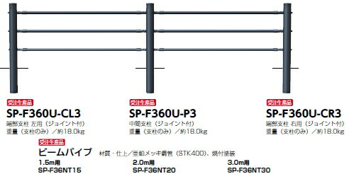 楽天市場 サンポール 横断防止柵 歩行者 自転車用柵 P種 アルミ合金鋳物 亜鉛メッキ鋼管 中間支柱 ジョイント付 Sp F360u P3 受注生産品 メーカー直送品のため代金引換便はご利用になれません 個人宅配送の場合は都度送料お見積りとなります