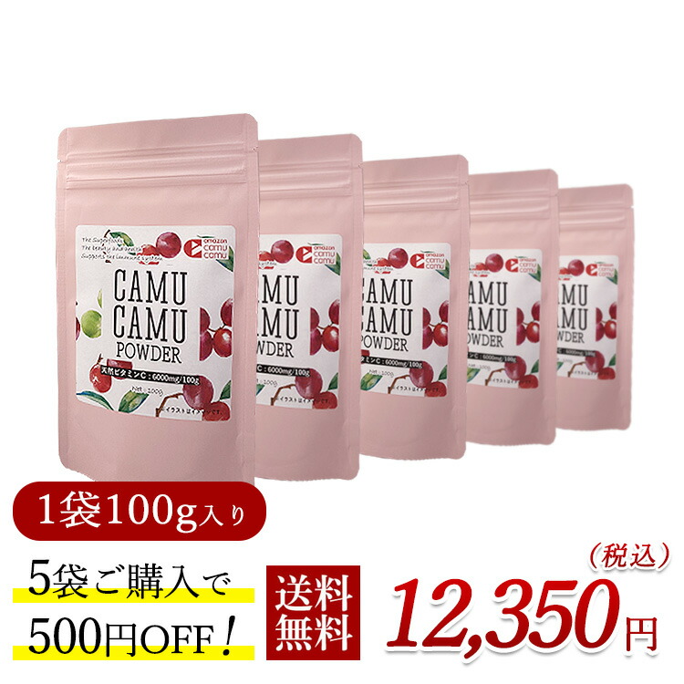 無農薬 カムカムエキスパウダー カムカムパウダー 粉末 100g×5個 フラボノイド アセロラの2倍 健康ドリンク ビタミンc 天然ビタミンc  ビタミンC