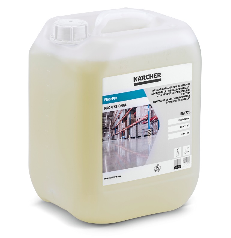 ケルヒャー　洗浄剤RM776 NTA-Free 10L【KARCHER】業務用床洗浄機用洗浄剤　10リットルタイヤマークやヒールマークなどのスポット的な汚れにに最適洗剤｜建材ステーション