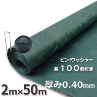 ザバーン 防草シート（２ｍ×５０ｍ）１３６グリーンとコ型ピン＋WDワッシャーが各１００個ついたお買い得セット