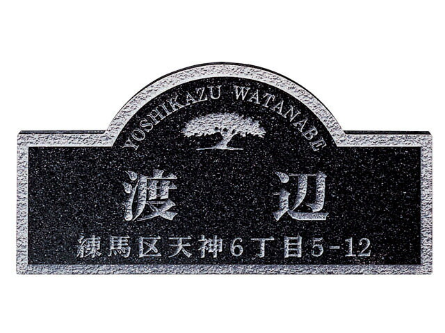 表札 天然石 特注 FS-605 黒ミカゲ(素彫) 激安特価 送料無料