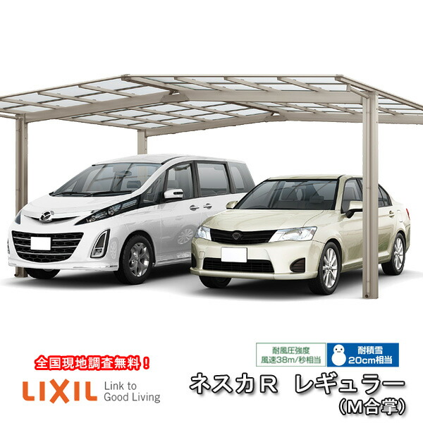 【6月はエントリーでP5倍】 鉄道車両界面 2台パーキング場 W4816×L4980 ネスカR 1台用 M合掌 24・24-50型 ポリカーボネート大屋根材 リクシル/LIXIL 車宿り 車宿り 本体 ネスカ 旧Rレギュラー kezai