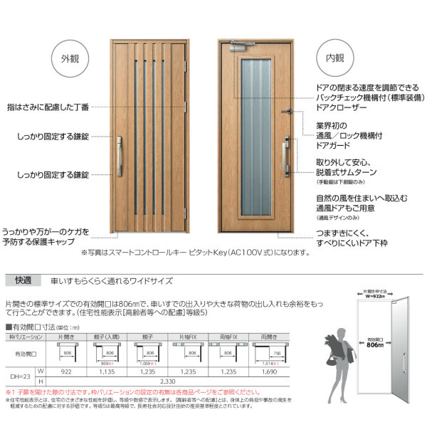 玄関ドア Ykkap ヴェナート D30 F12 親子ドア 入隅用 スマートコントロールキー W1135 H2330mm D4 D2仕様 Ykk 断熱 玄関ドア Venato 新設 おしゃれ リフォーム Kenzai Gulbaan Com