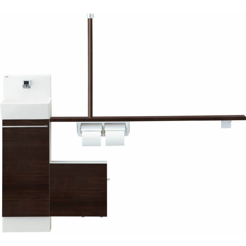 コフレル ハンドル水栓 トイレ手洗 トイレ手洗い Kenzai花 ガーデン Diy カラクリキャビネットタイプ スリム 埋込 Yl Davs W A H L R 15b スリム 埋込 ハンドル水栓 収納しっかりでトイレの空間を充実活用 カウンタ 間口1500 手すりカウンター Lixil リクシル