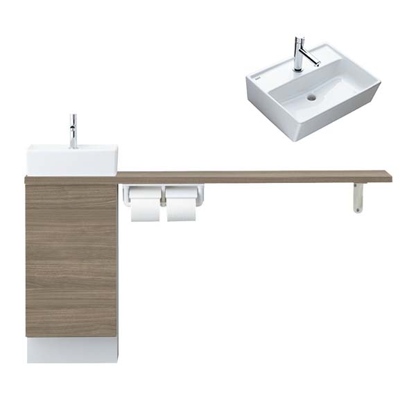 トイレ手洗 キャパシア カウンターキャビネット カウンター奥行280 ベッセル型 角形手洗器 YN-AA(L/R)EAAKXH(E/J)X ハンドル水栓 LIXIL リクシル kenzai