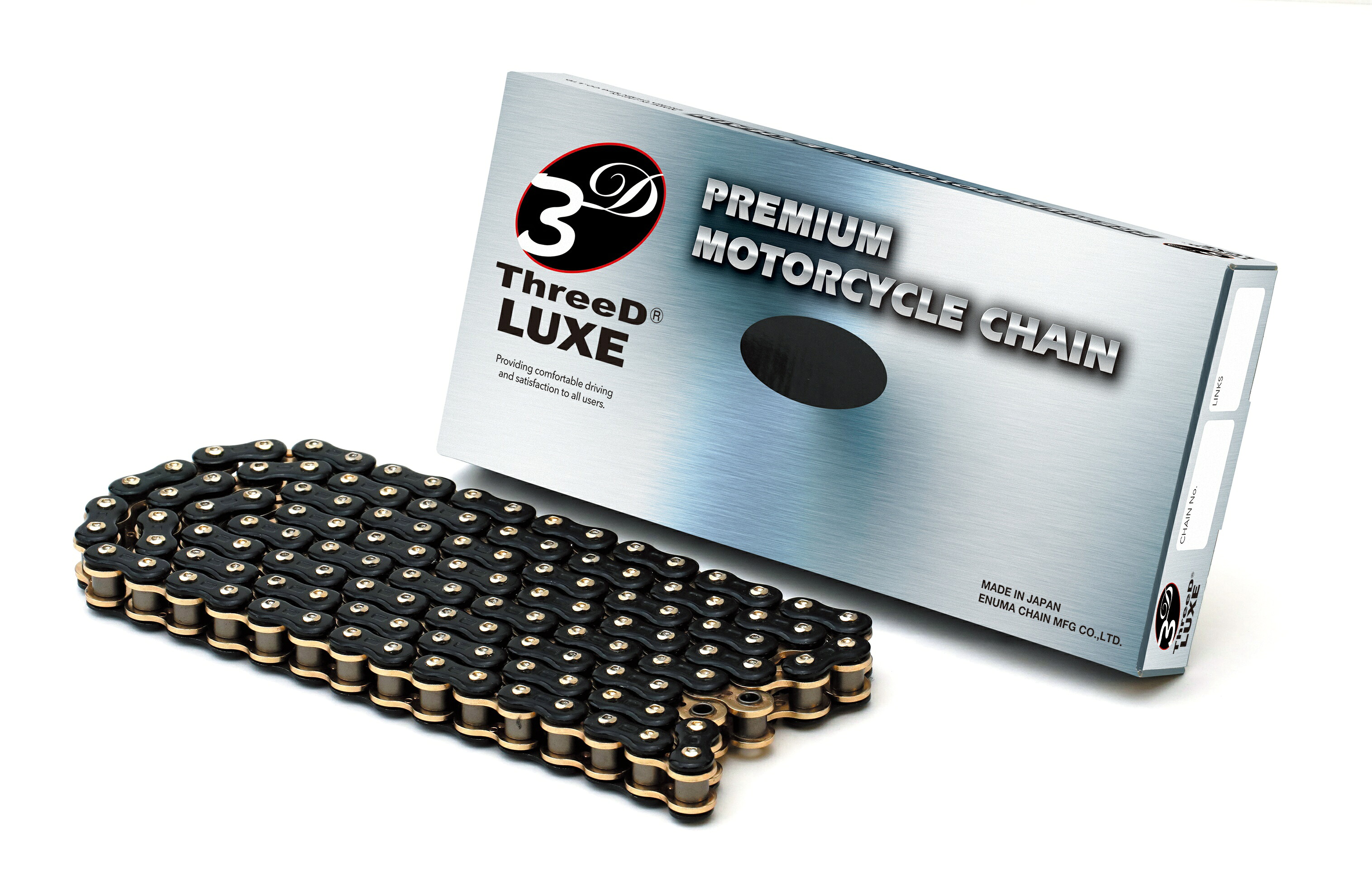 EKチェーン ThreeD LUXE シールチェーン 520L/3D(BK&GP)-108L ブラック/ゴールド カシメジョイント|ケパニ 店