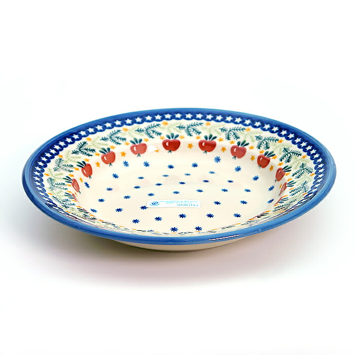 楽天市場】ポーリッシュポタリー プレート 22cm （青）スープ皿 パスタ