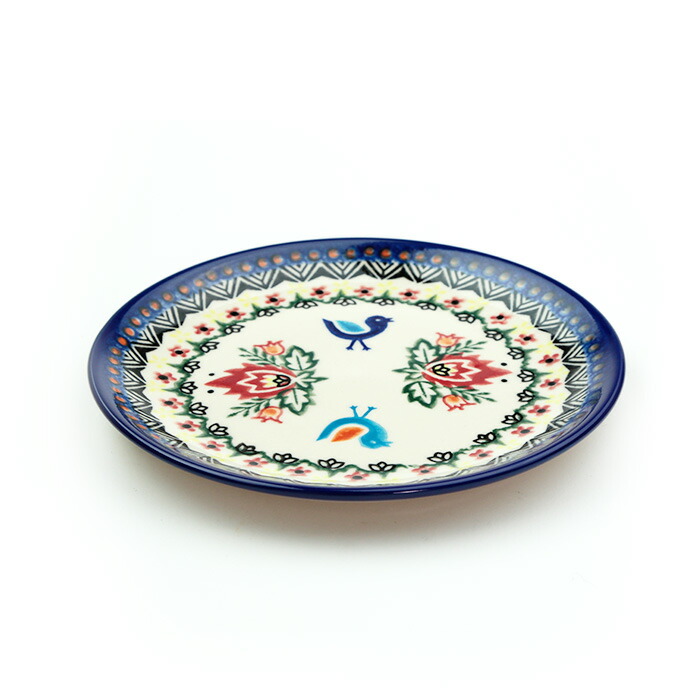 ポーランド伝統陶器 ポーリッシュポタリー 小皿17cm 花柄