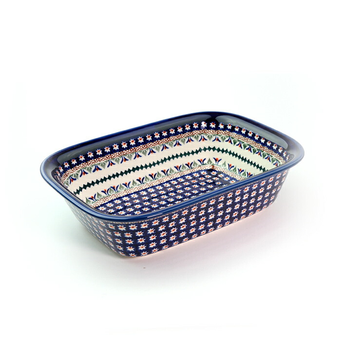 オーブン皿スクエア・中[Z174-ART104]【ポーリッシュポタリー[ポーランド食器・陶器]】食洗機対応 電子レンジ対応 耐熱皿 花柄 グラタン ドリア ラザニア｜KERSEN Online Shop　店