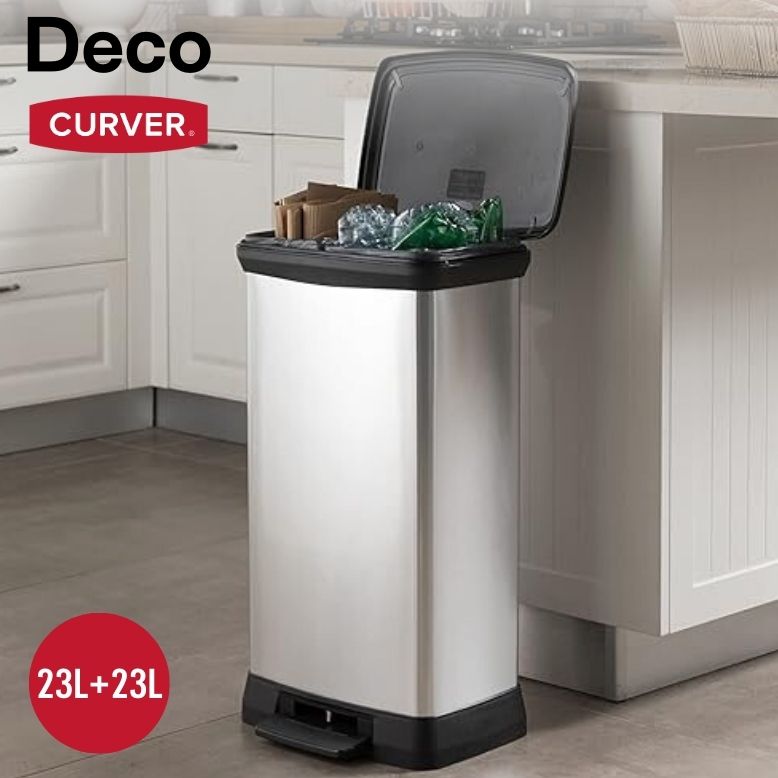 紙くずかご 2篩いに掛ける 砂ぼこりボックス席  ステンレス鋼 篩いに掛ける 蓋付き添い人紙くずかご ペダル式 勝手もと  足踏み 密閉 今めかしい か細い 室内 Deco デコ ペダル瓶 23L+23L