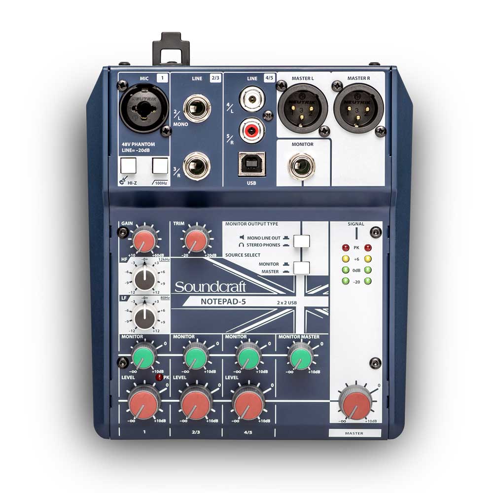 Soundcraft Notepad-5 1モノ、2ステレオ入力、USBオーディオインターフェース サンクラ サウンドクラフト 小型ミキサー|ミュージックランドKEY WEST