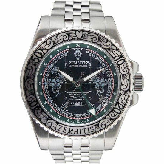 ZEMAITIS ZWDF24SS Watch [スカル＆スネーク・デザイン] ゼマイティス 腕時計 シルバー