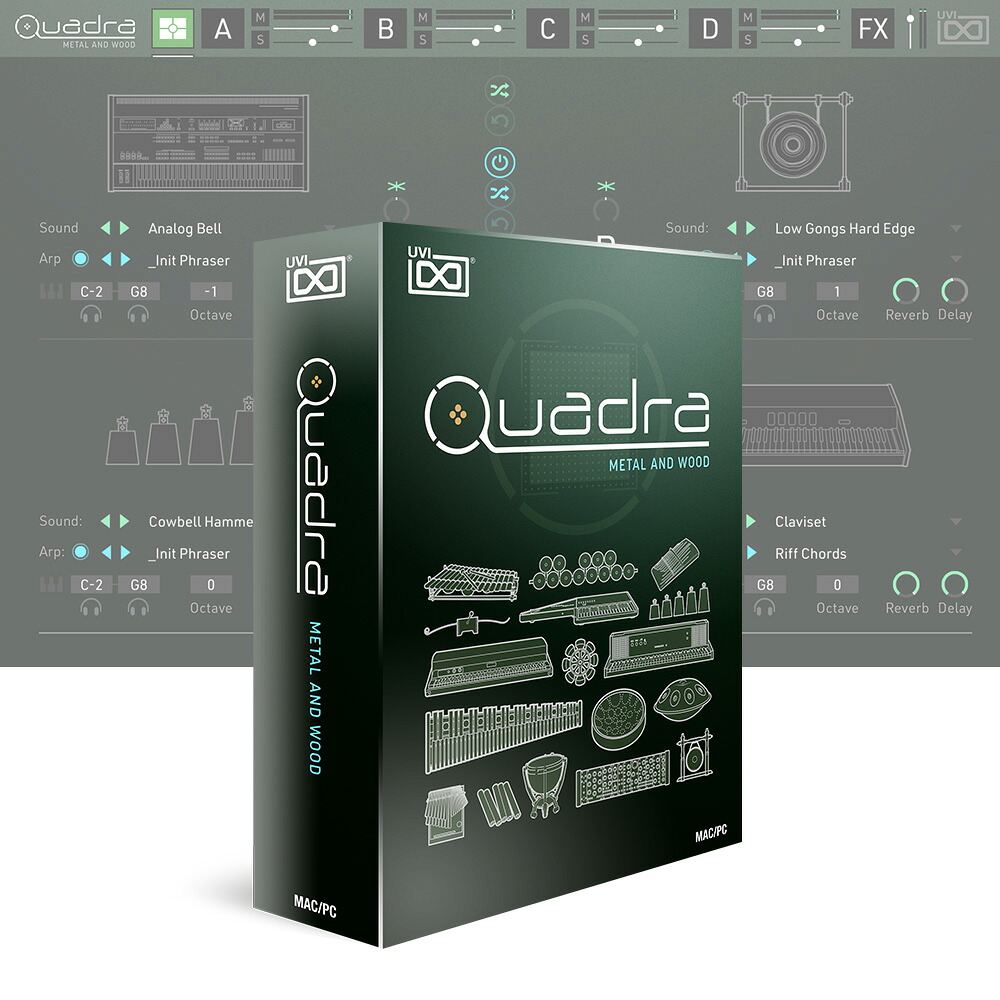UVI Quadra: Metal and Wood 【ダウンロード版/メール納品】｜ミュージックランドKEY WEST
