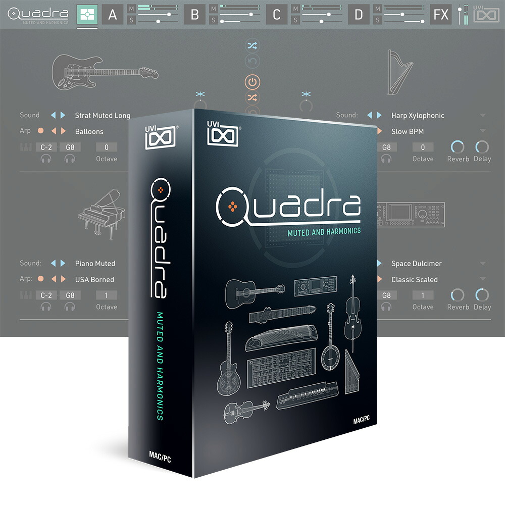UVI Quadra: Muted & Harmonics 【ダウンロード版/メール納品】