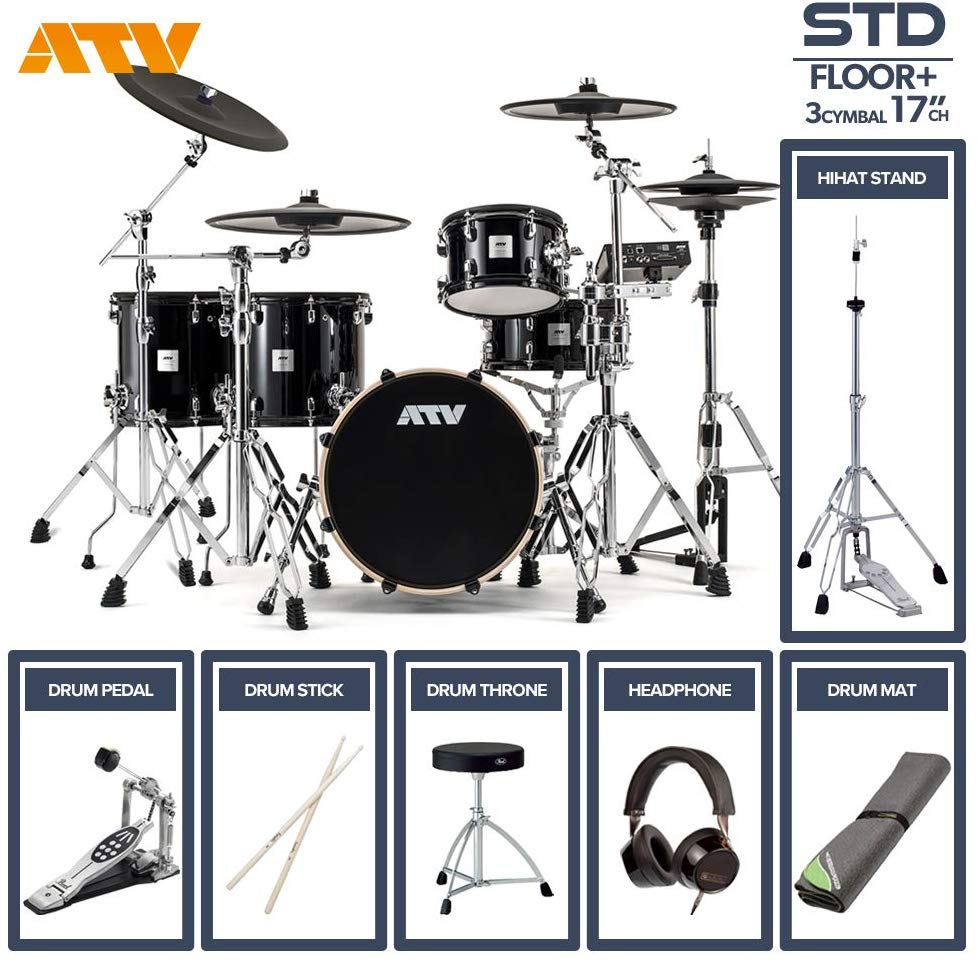 ATV aDrums artist STANDARD SET ADA-STDSET 2フロアタム 3Cymbal フルオプションセット (17"China, シングルペダル)｜ミュージックランドKEY EAST
