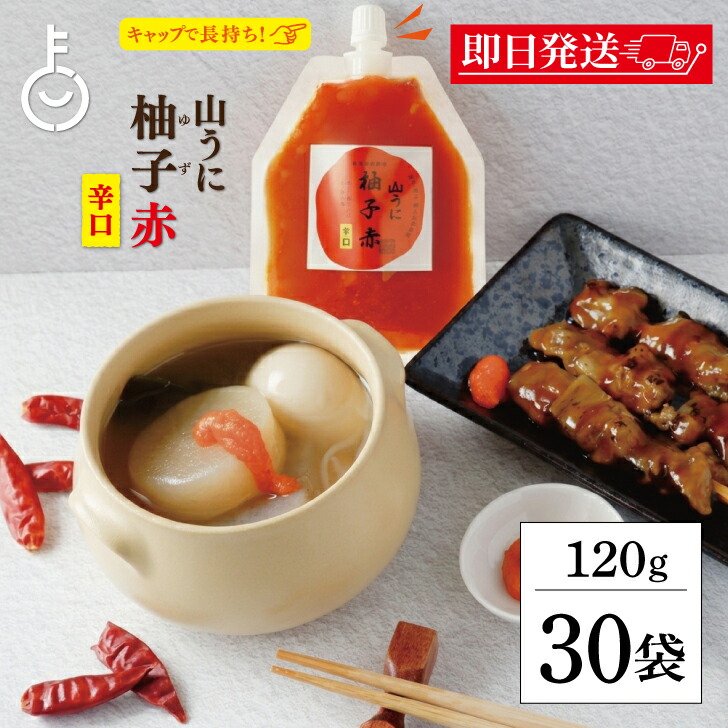 【マラソン限定！最大2000円OFF】 越前隊 山うに柚子赤 辛口 パウチ 120g 30個 唐辛子 国産 福井県 万能調味料 伝統 薬味 やまうに ぱうち からくち スパイス 詰め合わせ まとめ買い ランキング 業務用 大容量 ポイント消化 送料無料 福袋