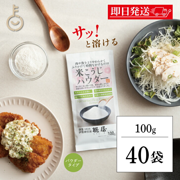 【マラソン限定！最大2000円OFF】 糀屋 米こうじパウダー 100g 40袋 米こうじ パウダー 調味料 糀 麹 こうじ 米麹 粉末 粉 かける ふりかける 簡単 三重 伊勢 ランキング 業務用 大容量 送料無料 父の日2025