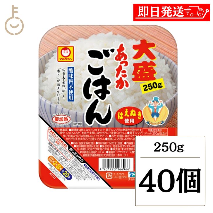 【マラソン限定！最大2000円OFF】 東洋水産 マルちゃん あったかごはん大盛 250g 40個 パックごはん レトルトご飯 ごはん パック レトルト 備蓄 災害 非常食 保存食 ランキング 業務用 大容量 送料無料 父の日2025