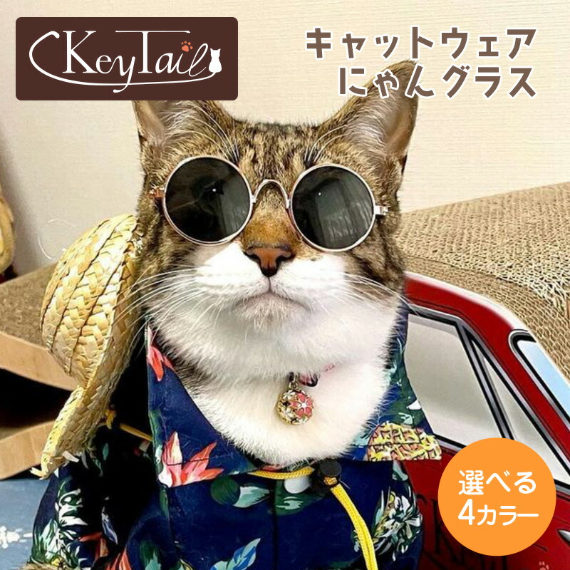 サングラス ペット用 猫 子犬用 猫用メガネ 猫用サングラス キーテイル ペット用サングラス ペットグッズ ねこ ネコ アクセサリー 撮影  人気 流行 トレンド おしゃれ プレゼント ギフト youtube インスタ映え ポストカード 年賀状 キーテイル 猫の爪とぎ楽天 ...