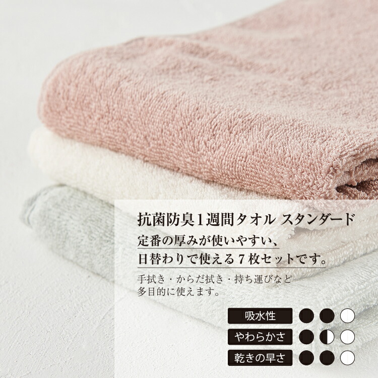ラッピング対象】【KEYUCA公式店】ケユカ 抗菌防臭1週間タオル 7枚